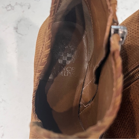 Vince Camuto Fernlee Perforated Suede Brown Leather Ankle Boots Size 6.5 - Picture 6 of 12